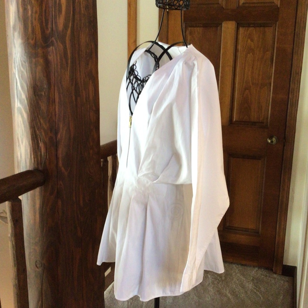 Uterque white cotton zip closure blouse/Jacket